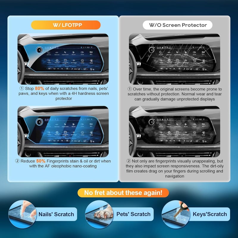 LFOTPP For 2025 Chevy Suburban Screen Protector - (4pcs) 2025 Suburban (LS/LT/RST/Z71/Premier/High Country) 17.7 inch+11 inch Touchscreen [NCT Shield] Anti Scratch Ultra-tough Touch Screen - Image 4